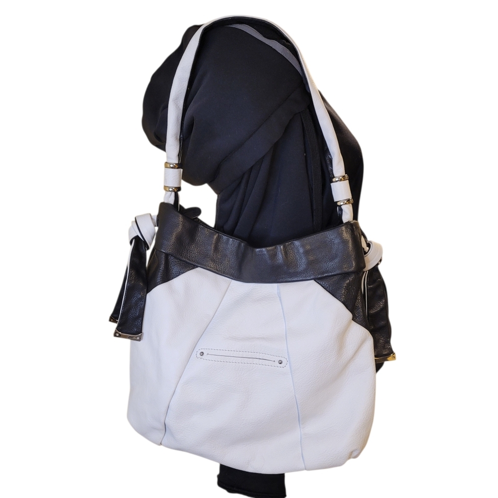 B Makowsky white & black leather handbag - M79 - Picture 2 of 12